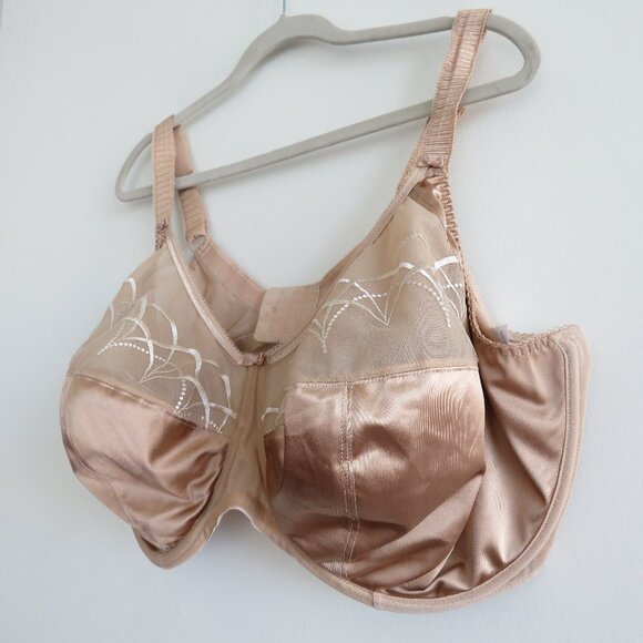ELOMI Cate Full Cup Banded Bra in Hazel Plus Size Satin Neutral - Size 38K - Picture 9 of 15